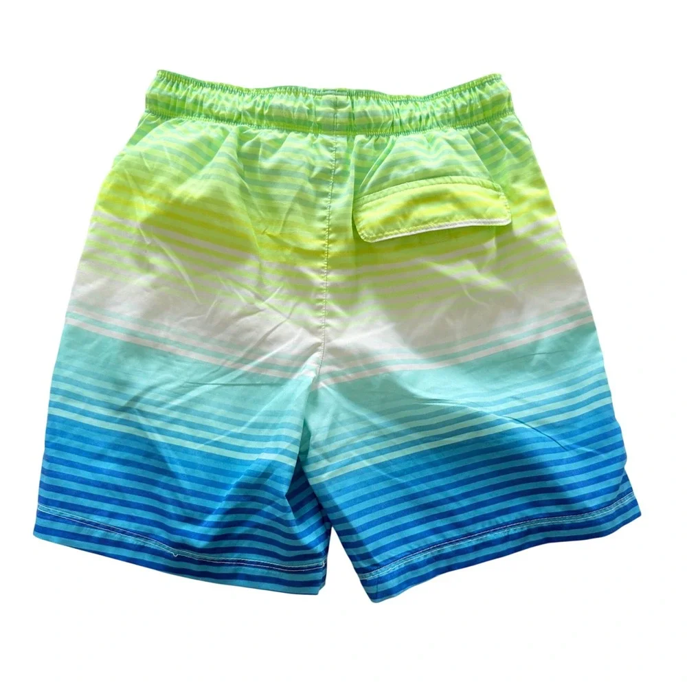 Cat & Jack Swim Trunks Boys XL 14 Blue Green Ombre Striped Board Shorts